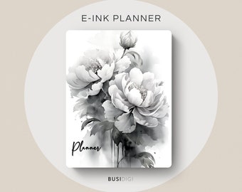 Eink Planner by BusiDigiCo, Watercolor Floral Template, Compatible with Supernote