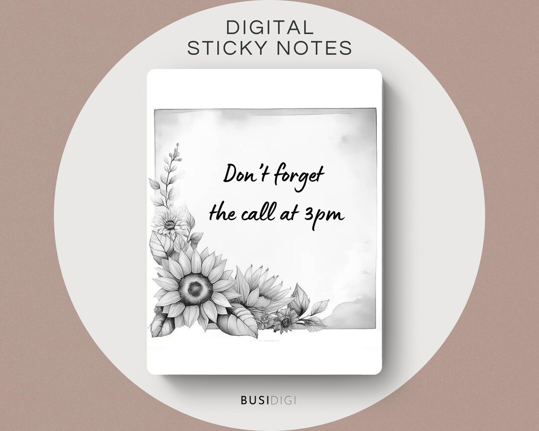 Sunflower Digital Sticky Notes by Busidigi, Compatible With Remarkable ...