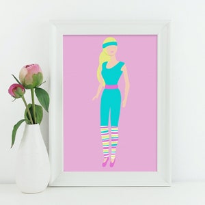 Aerobics Barbie Print - INSTANT DIGITAL DOWNLOAD