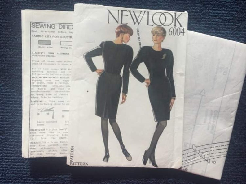 Plus Size Dress Sewing Pattern, New Look 6004, Vintage Dress 1990s, Little Black Dress, Size 8-10-12-14-18, Uncut image 2