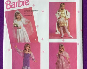 Barbie Costumes Sewing Pattern, Simplicity 7430 Formal Dress, Bride, Princess, Mermaid Dress, Peplum Dress, Child Sizes 3-8, Uncut