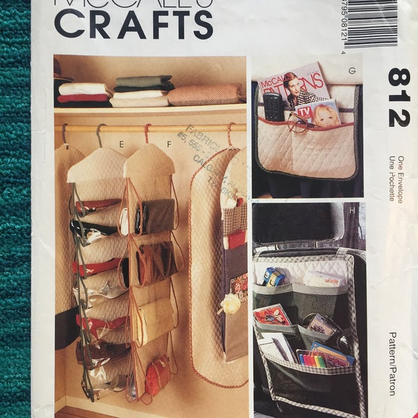 Crafting Storage Sewing Pattern McCalls 812/8260 Suit Bag, Closet Organizer, Shoe Hang-up, Purse Hang-up, Gift Wrap Hang-up, Car Caddy Uncut