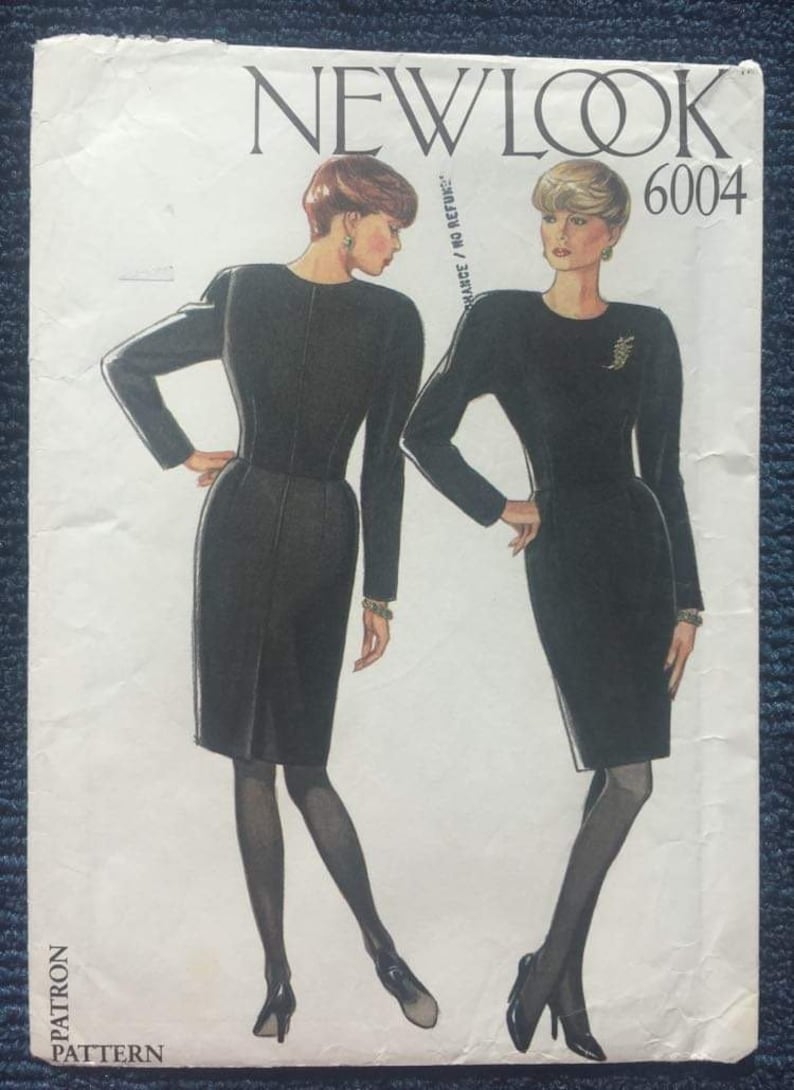 Plus Size Dress Sewing Pattern, New Look 6004, Vintage Dress 1990s, Little Black Dress, Size 8-10-12-14-18, Uncut image 1