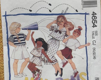 Kids Vintage Sewing Pattern, McCall’s 4654, Sailor Outfit, Blouses, T-shirts, Shorts, Pants, Size 10-12-14, Uncut