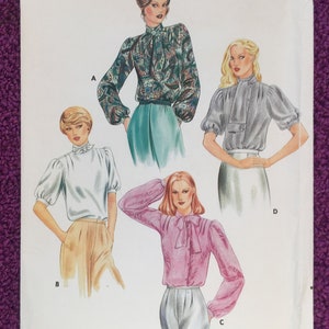 Vintage 80s Womens Blouse, Sewing Pattern, Butterick 3936, Very Loose-fitting Blouse, Standing collar with Tie ends Size 8 Bust 31 1/2 Cut image 1