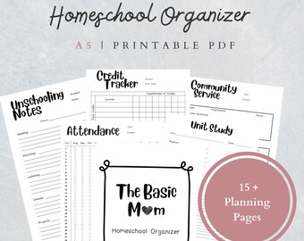 COMPLETE Homeschool Organizer Bundle | A5 Size | UNDATED | 15+ Planning Pages | Printable Planner | Homeschool Organizer Bundle