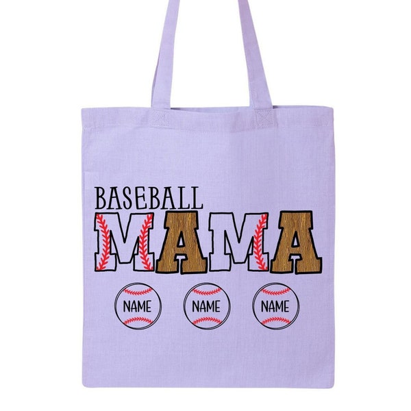 Gepersonaliseerde Baseball Mama Tote Bag met aangepaste namen, Custom Baseball Mom Bag, Sports Mom Gift, Moederdag Cadeau, Cadeau voor Baseball Mom