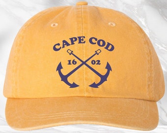 Cape Cod 1602 Hat, Cape Cod Hat, Massachusetts Cap, Vacation Hat, Cape Cod Souvenir Cap, Summer Hat, Beach Hat, Embroidered Hat