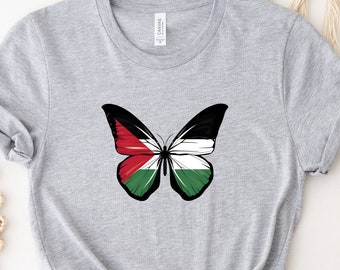 Palestine Butterfly Shirt, Stand With Palestine, Activist Shirt, Support Palestine Shirt, War Protest Shirt, Save Gaza, Watermelon Palestine