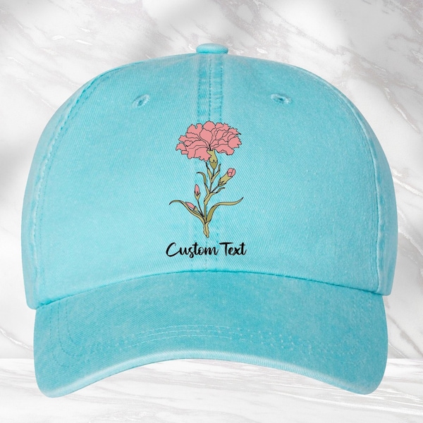 Custom Birth Month Cap, Personalized Birth Flower Hat, Birthday Gift For Her, Floral Hat, Embroidered Hat, Garden Cap, Grandma Hat