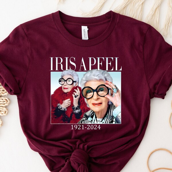 RIP Iris Apfel Shirt, Iris Apfel Fan Gift, Iconic Iris Apfel Tee, Moda Icon Rememberance, Iris Apfel T-Shirt, Rest In Peace Iris