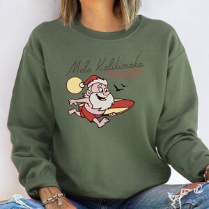 Mele Kalikimaka Hawaii Sweatshirt, Hawaiian Christmas Sweater, Surfing Santa Shirt, Happy New Year, Xmas Gift, Family Holiday Sweatshirt image 9