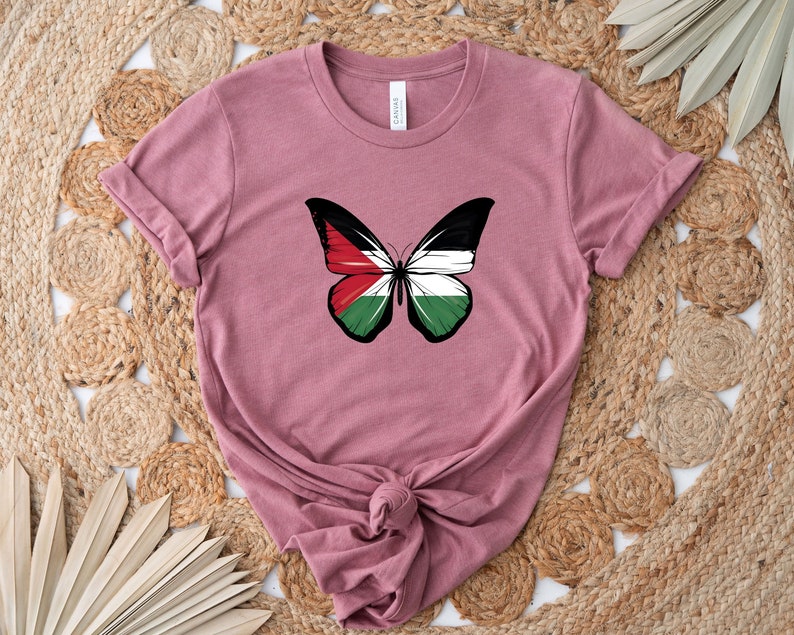Palestine Butterfly Shirt, Stand With Palestine, Activist Shirt, Support Palestine Shirt, War Protest Shirt, Save Gaza, Watermelon Palestine image 2