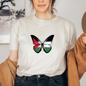 Palestine Butterfly Shirt, Stand With Palestine, Activist Shirt, Support Palestine Shirt, War Protest Shirt, Save Gaza, Watermelon Palestine image 3