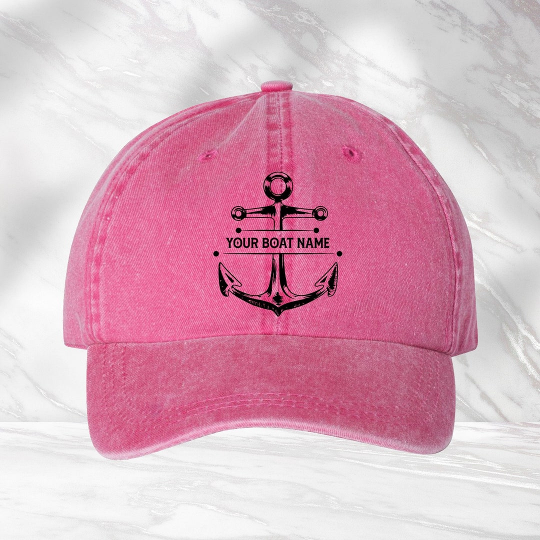 Custom Boat Name Hat, Personalized Boating Cap, Boat Owner Gift, Anchor ...