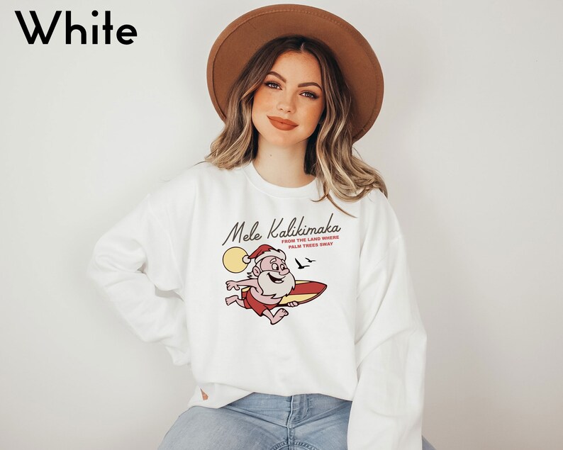 Mele Kalikimaka Hawaii Sweatshirt, Hawaiian Christmas Sweater, Surfing Santa Shirt, Happy New Year, Xmas Gift, Family Holiday Sweatshirt image 7