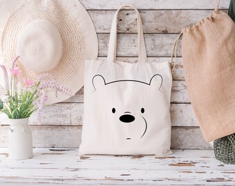 Ice Bear Tote Bag, Bear Tote Bag, Animal Tote Bag, Polar Bear Tote Bag,  Bear Love Tote Bag, Aesthetic Tote Bag, Gift For Friends