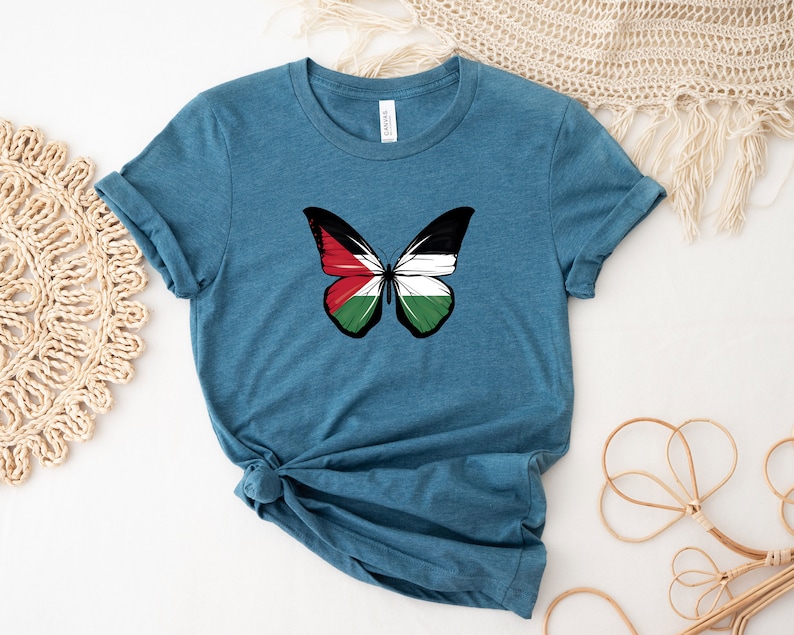 Palestine Butterfly Shirt, Stand With Palestine, Activist Shirt, Support Palestine Shirt, War Protest Shirt, Save Gaza, Watermelon Palestine image 6