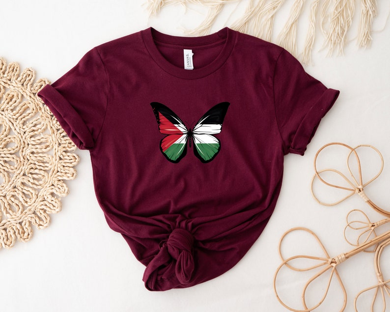 Palestine Butterfly Shirt, Stand With Palestine, Activist Shirt, Support Palestine Shirt, War Protest Shirt, Save Gaza, Watermelon Palestine image 8