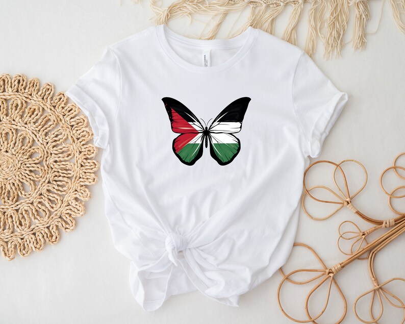 Palestine Butterfly Shirt, Stand With Palestine, Activist Shirt, Support Palestine Shirt, War Protest Shirt, Save Gaza, Watermelon Palestine image 7