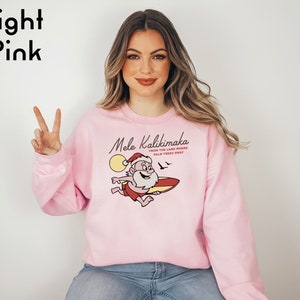 Mele Kalikimaka Hawaii Sweatshirt, Hawaiian Christmas Sweater, Surfing Santa Shirt, Happy New Year, Xmas Gift, Family Holiday Sweatshirt image 6