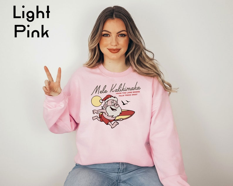 Mele Kalikimaka Hawaii Sweatshirt, Hawaiian Christmas Sweater, Surfing Santa Shirt, Happy New Year, Xmas Gift, Family Holiday Sweatshirt image 6
