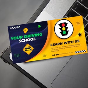 Professionele rijschool visitekaartje | Aangepast ontwerp chauffeurstrainingskaart | Visitekaartje wagenpark en instructeur