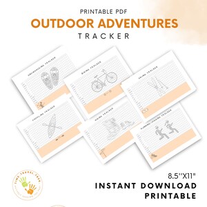 Outdoor activity tracker Perpetual sport tracker Hiking tracker Easy to use outdoor adventure calendar Printable tracker Yearly goal tracker image 1