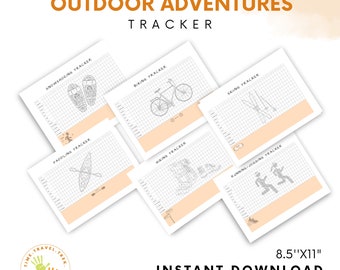 Outdoor activity tracker Perpetual sport tracker Hiking tracker Easy to use outdoor adventure calendar Printable tracker Yearly goal tracker