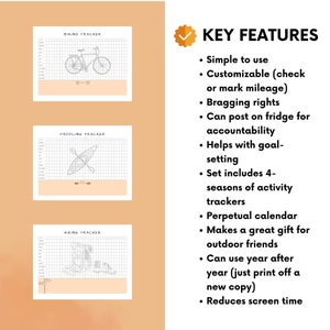 Outdoor activity tracker Perpetual sport tracker Hiking tracker Easy to use outdoor adventure calendar Printable tracker Yearly goal tracker image 6