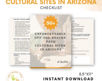 Travel itinerary planner historic sites RV travel itinerary planner checklist Arizona cultural sites Arizona travel printable checklist