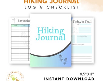 Hiking Journal Printable hike tracker Printable hiking log Hiking checklist Printable PDF Hike bucket list Hiking planner Outdoor adventure