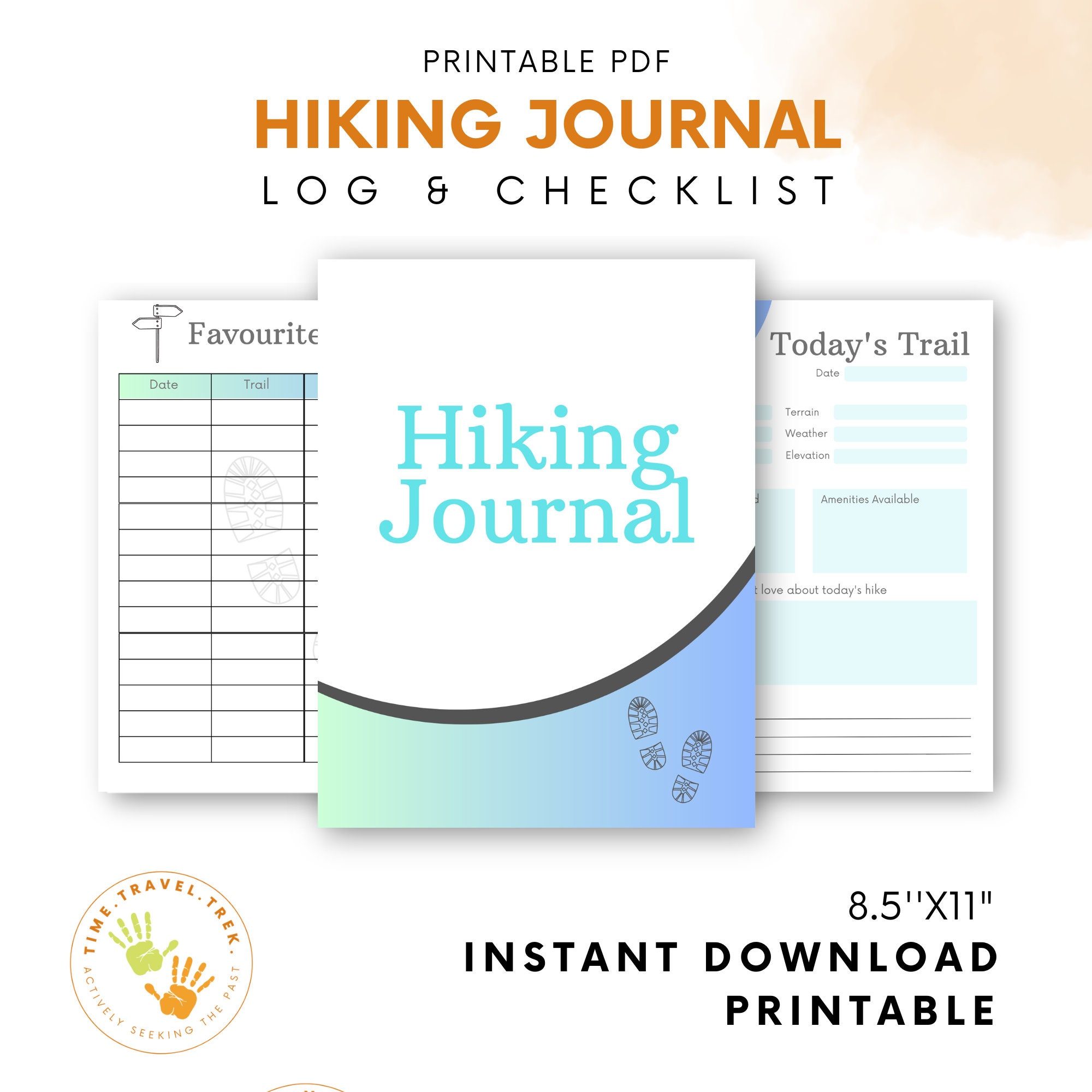 Hiking Journal Printable hike tracker Printable hiking log Hiking checklist Printable PDF Hike bucket list Hiking planner Outdoor adventure