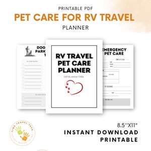 Planificateur de voyage imprimable pour chiens – Suivi de la santé des animaux de compagnie, classeur de soins pour animaux de compagnie de voyage en camping-car, campings adaptés aux chiens et plus encore. Cadeau parfait pour les amoureux des chiens !