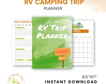 RV camping planner RV perpetual monthly calendar RV printable Journal Camping Outdoor adventure planner