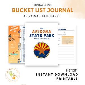Arizona State Printable Travel Journal for RVers and adventurers. Bucket list planner for AZ state parks, natural areas & recreation areas.