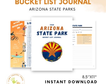 Arizona State Printable Travel Journal for RVers and adventurers. Bucket list planner for AZ state parks, natural areas & recreation areas.