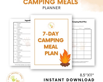 Camping meal planner RV meal planner RV life Outdoor adventure meals Canoe trip meal planner Kayak trip meal planner Shopping list