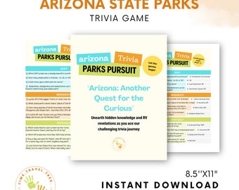 Trivia game Printable camping game Arizona trivia Printable trivia quiz Arizona trivia Camping games RV travel game Party printable game