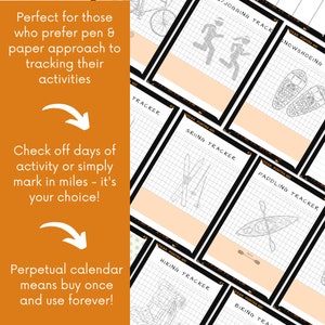 Outdoor activity tracker Perpetual sport tracker Hiking tracker Easy to use outdoor adventure calendar Printable tracker Yearly goal tracker image 2