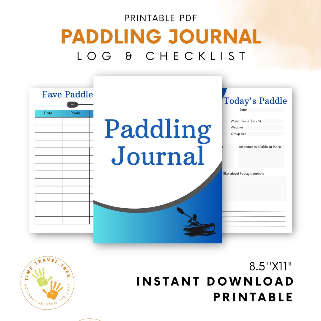 Printable Canoeing Checklist Kayaking Log SUP Journal Canoe Paddling