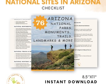 Printable travel checklist for Arizona’s national parks, monuments, landmarks, and other RV destinations in the Grand Canyon state!