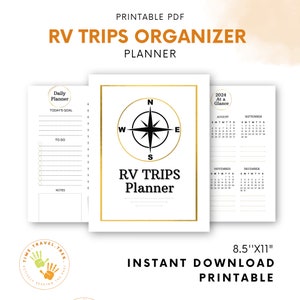 Van Life RV Travel Planner Trip Organizer, RV Vacation Organizer, Goal Tracker, Trip Itinerary Planner, RV Menu Planning, 2024/25 Calendar image 1