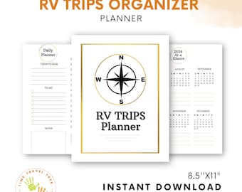Van Life RV Travel Planner - Trip Organizer, RV Vacation Organizer, Goal Tracker, Trip Itinerary Planner, RV Menu Planning, 2024/25 Calendar