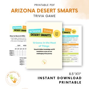 RV-reisspellen Groepskampeerspellen Arizona trivia-spellen Arizona woestijnspel Sneeuwvogels trivia Woestijnfeiten Arizona RV-reistrivia