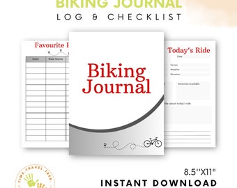 Cycling journal Ride planner Biking mileage tracker Instant download Activity tracker Bike ride mileage Cycling adventure journal Bike log