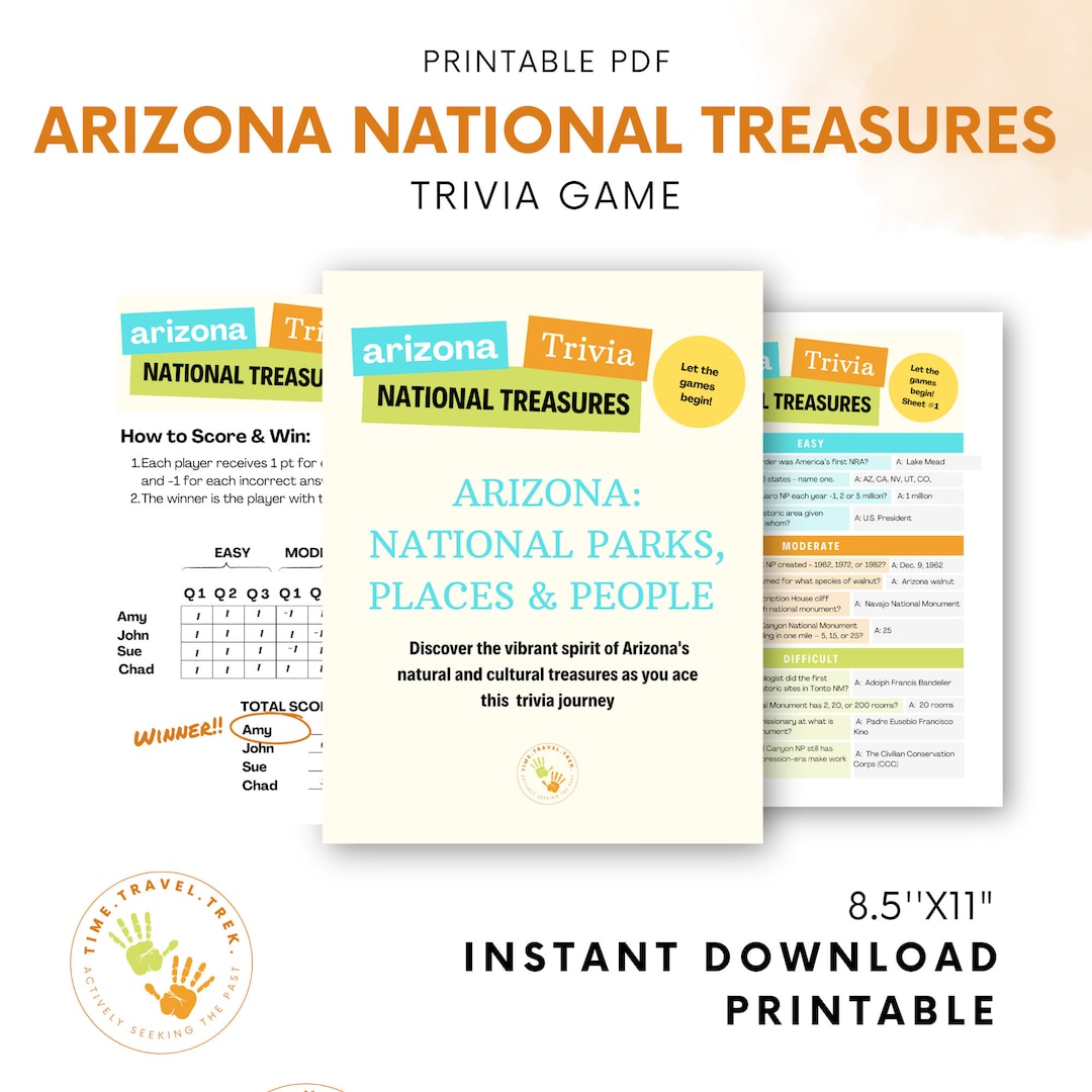 Parks Trivia Game Printable Trivia Quiz Arizona National Monuments ...