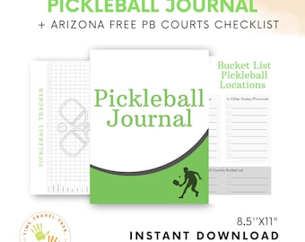 Pickleball Journal Printable pickle ball tracker Father&#39;s Day gift Pickleball checklist Printable PDF Pickleball bucket list