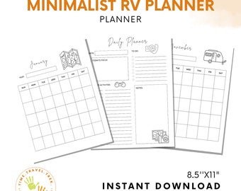 Printable Daily Planner RV minimalist planner RV perpetual monthly calendar RV printable planner Journal Camping Outdoor adventure planner