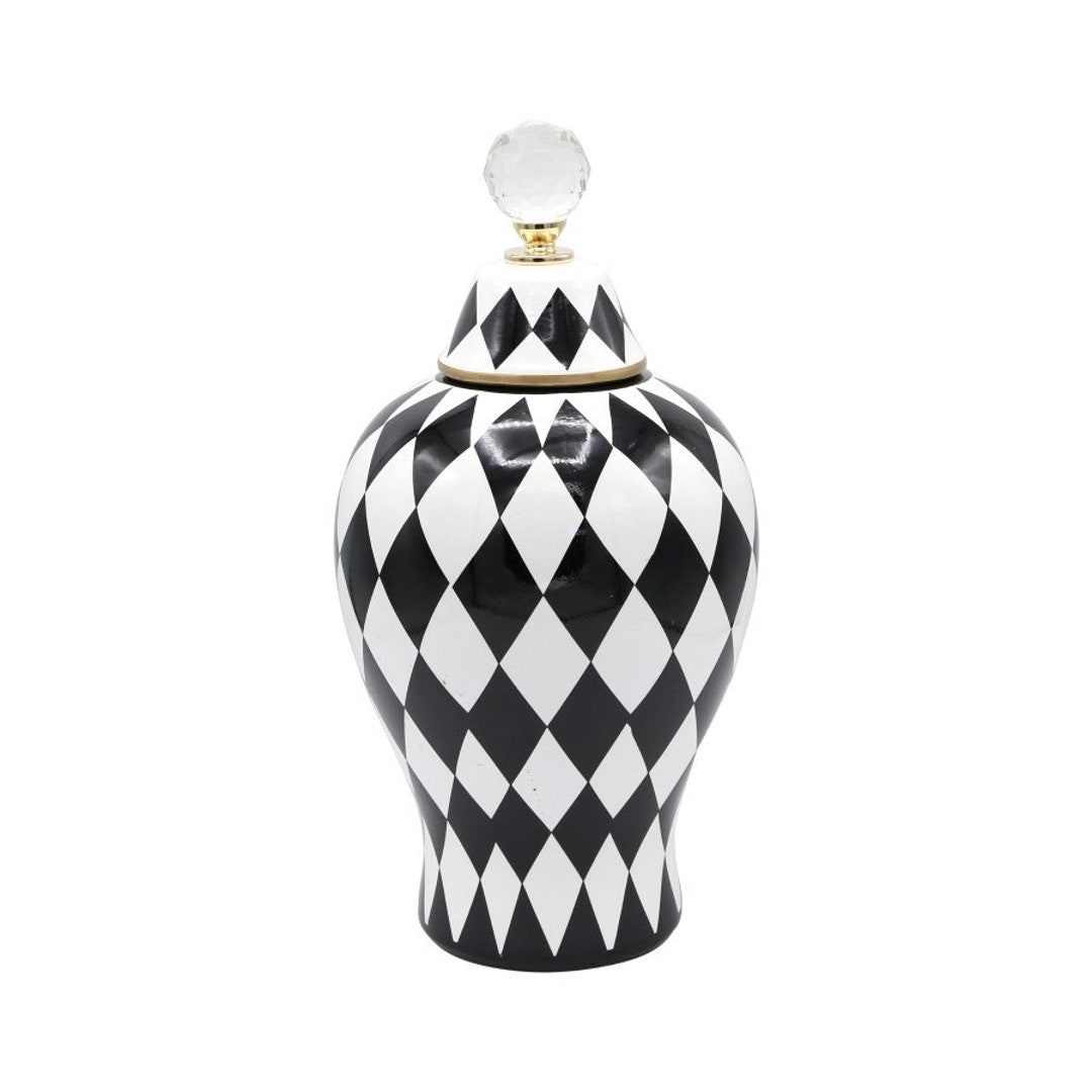 Checker With a Crystal Top Twist Canister Etsy